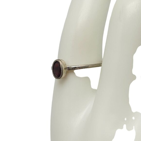 925 Sterling Silver Red Garnet Oval Stone Ring Size 8.75 Vintage Artisan - Picture 3 of 7